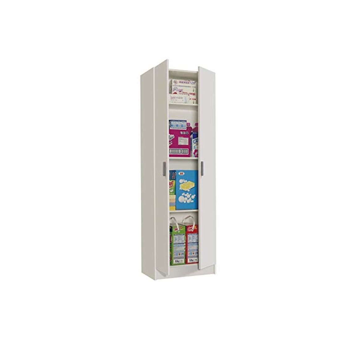 Product Habitdesign 007144O - Armario 2 Puertas Multiusos, Armario Auxiliar Color Blanco, Medidas