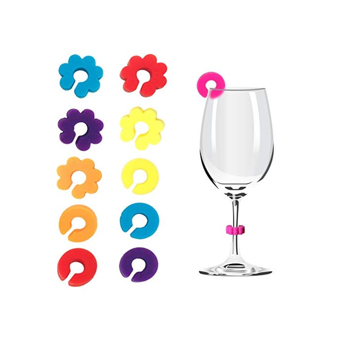 Product 12 marcadores de bebidas de silicona para copas de vino para fiestas