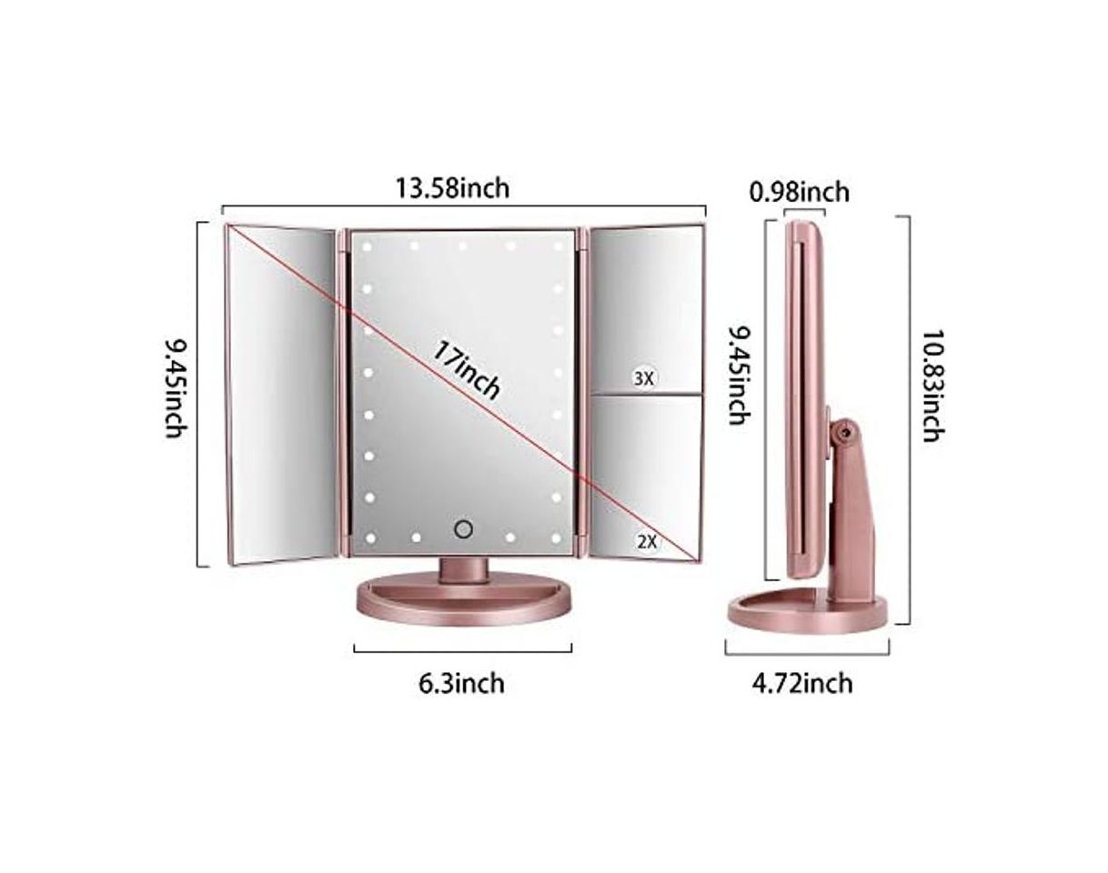 Producto Espejo de Maquillaje con LED, Natural Iluminado Espejo de Mesa Ampliación 1X