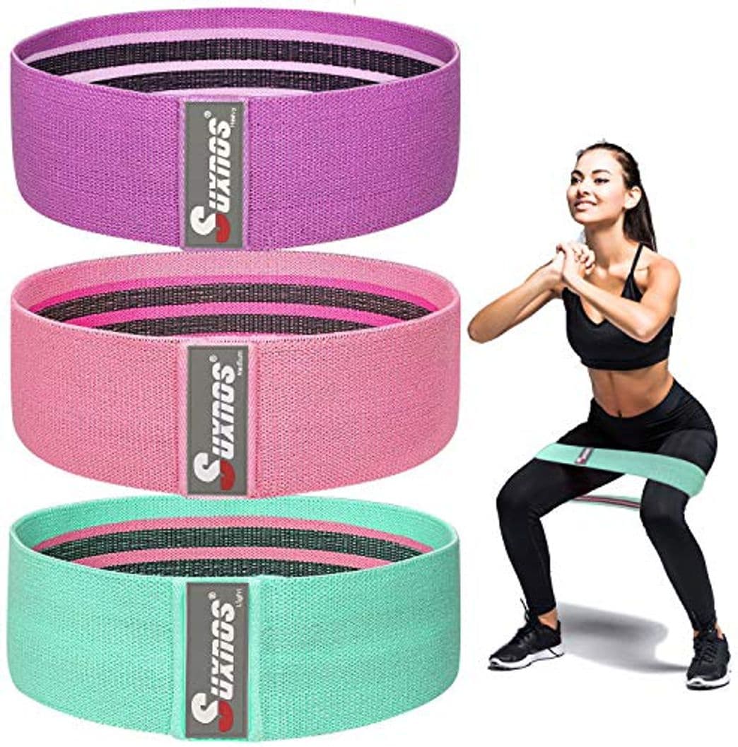 Producto PANENDIANO Bandas Elasticas Gluteos Resistencia Hip Bands 3 Cintas Set Antideslizante de Yoga Crossfit Pilates Stretch Entrenamiento Squats Deadlifts Fuerza de piernas y glúteos