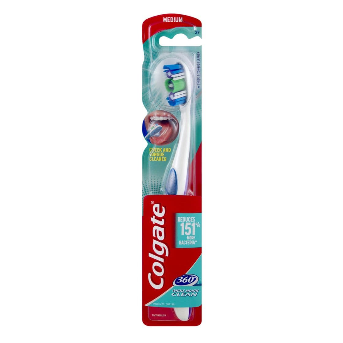 Fashion Colgate 360 Toothbrush with Tongue and Cheek Cleaner - Medium ...