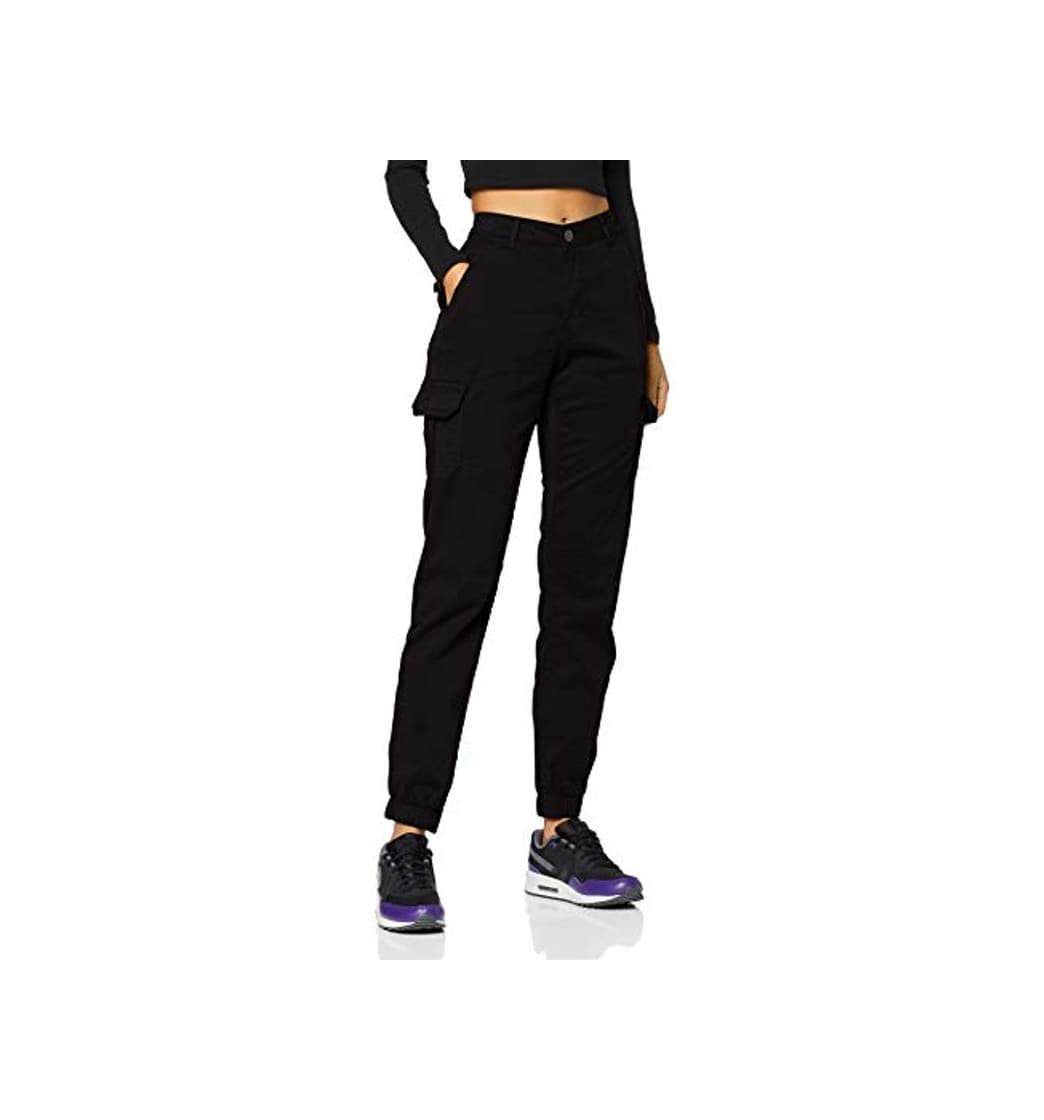 Product Urban Classics Ladies High Waist Cargo Pants Pantalones, Negro