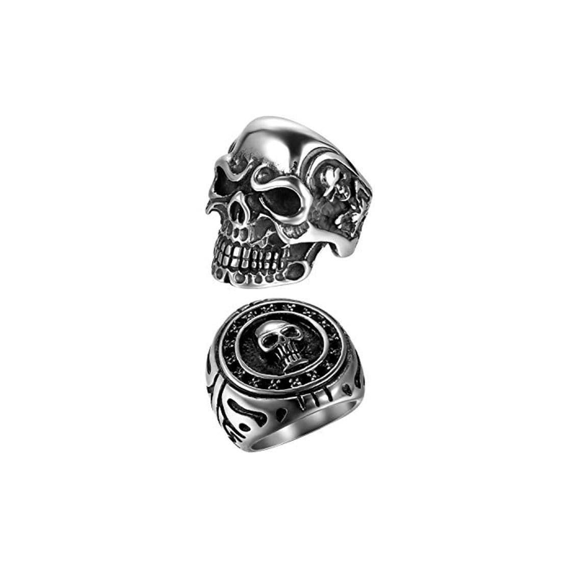 Product OIDEA 2PCS Anillo Acero Inoxidable para Hombre Mujer Anillo Cráneo Biker Chulo