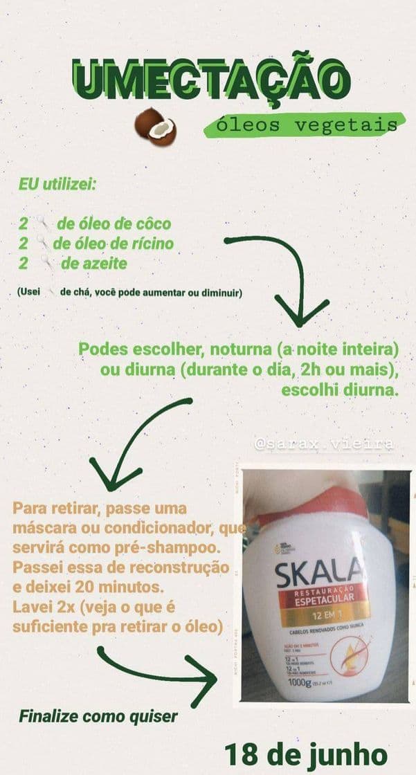 Fashion Dica de umectação e pre shampoo 