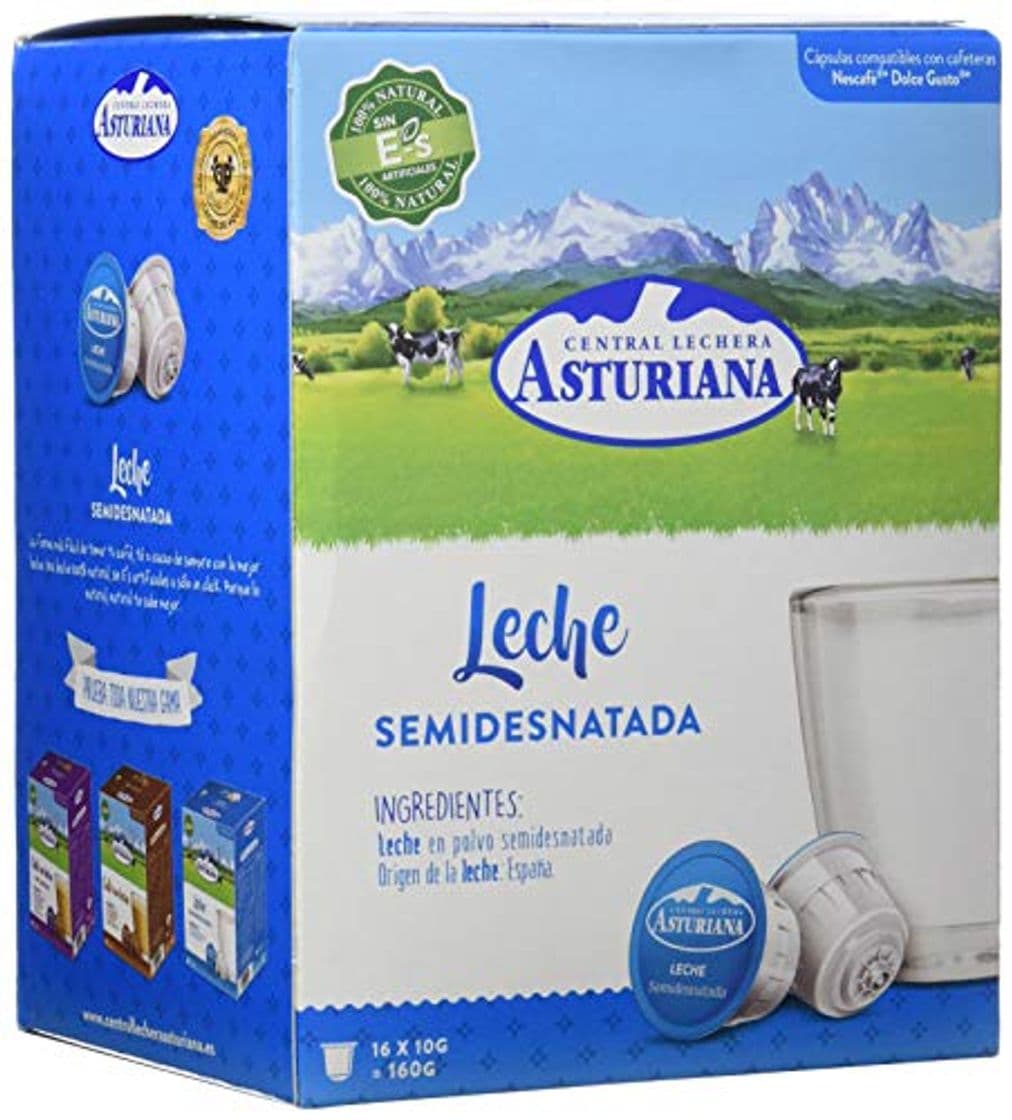 Place Central Lechera Asturiana Cápsulas de Leche Semidesnatada - 4 Paquetes de 16