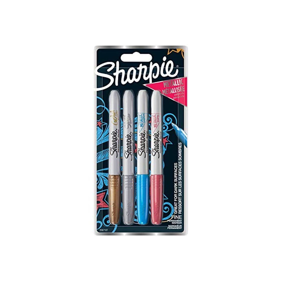 Product Sharpie rotuladores metálicos permanentes, punta fina, colores surtidos, juego de 4