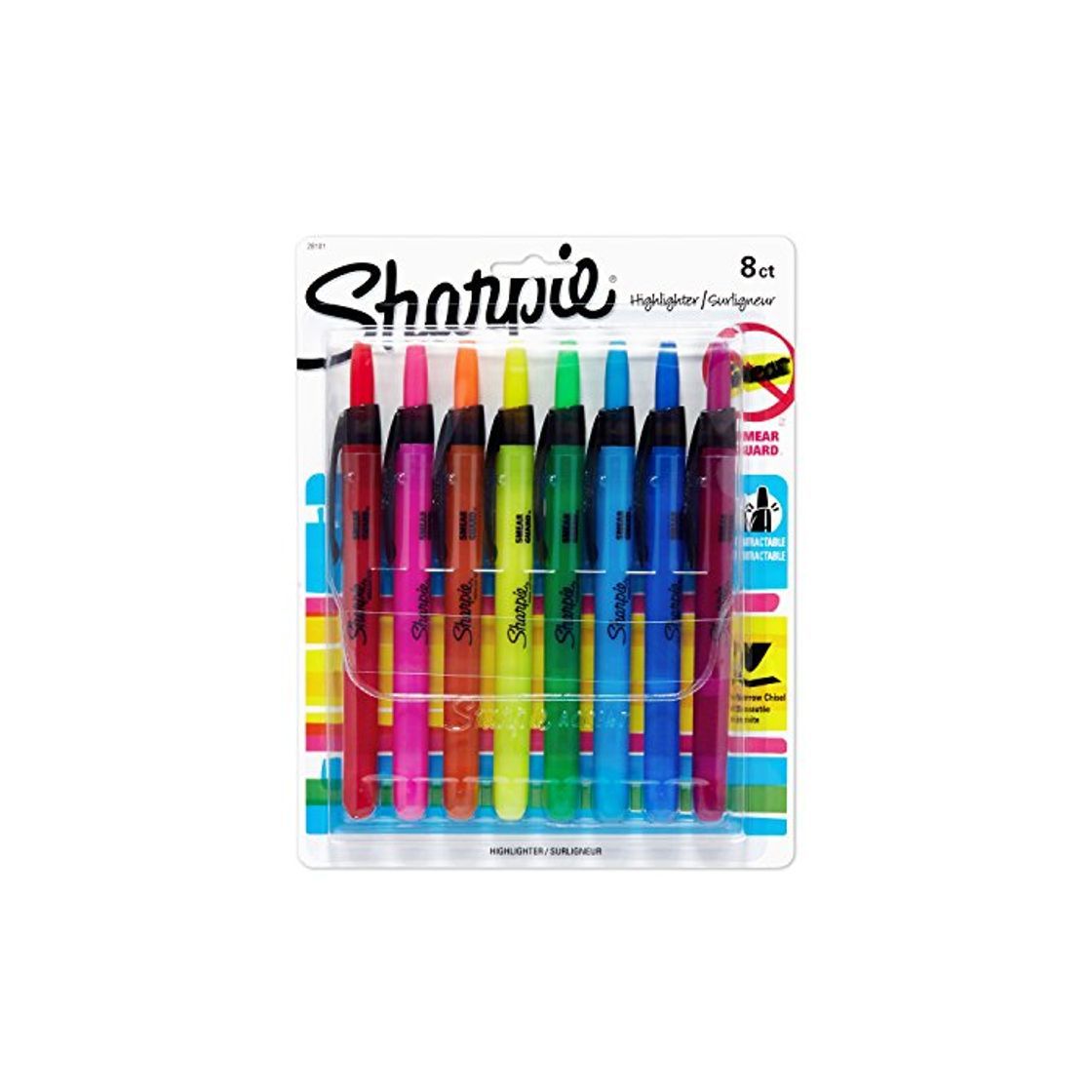 Product Sharpie Accent Retractable Highlighters, Chisel Tip, Assorted Colors, 8