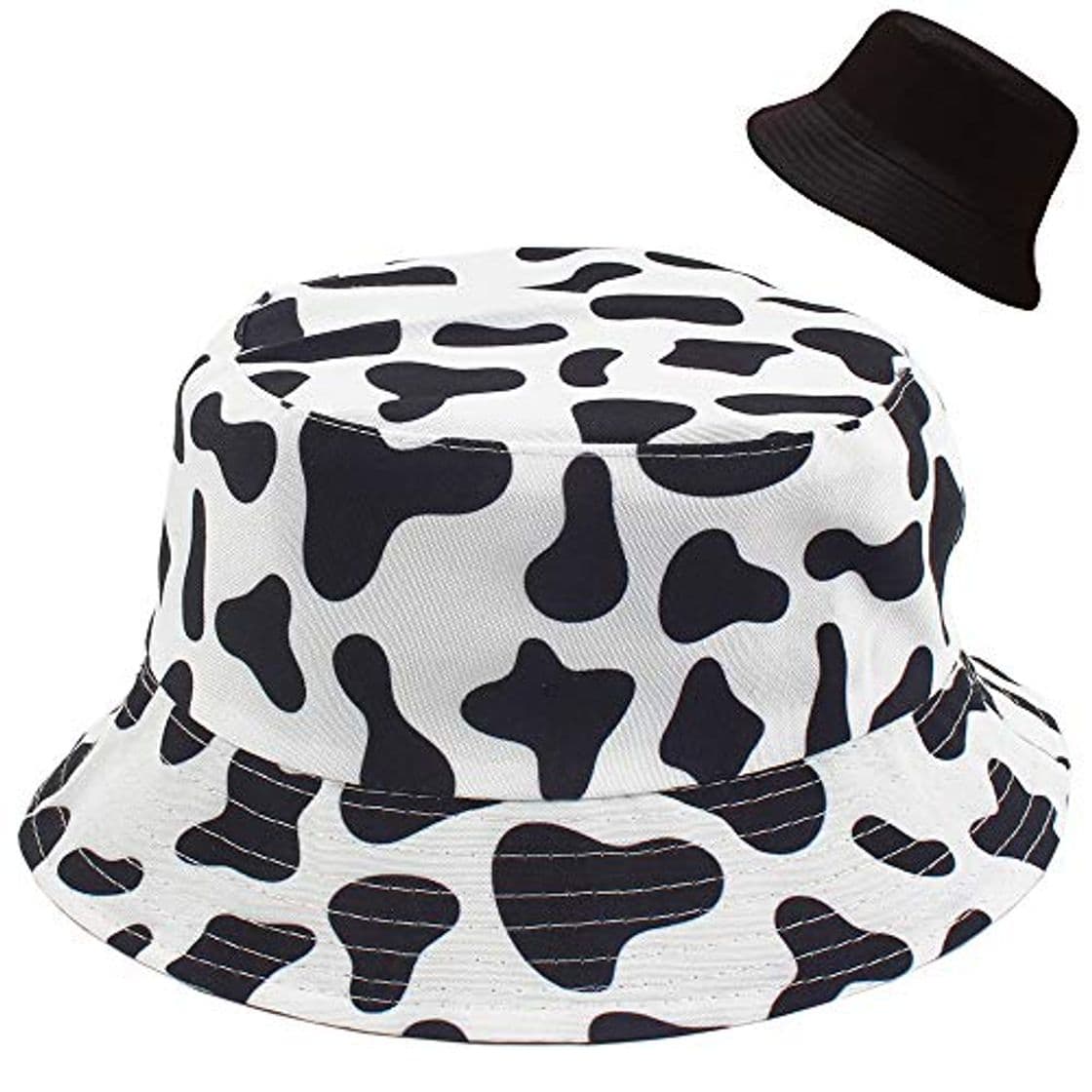 Product Estampado de Vaca Mujer Hombre Gorro de Pescador Sombrero de Pescador Protección Solar Gorro de Playa Al Aire Libre Plegable Reversible