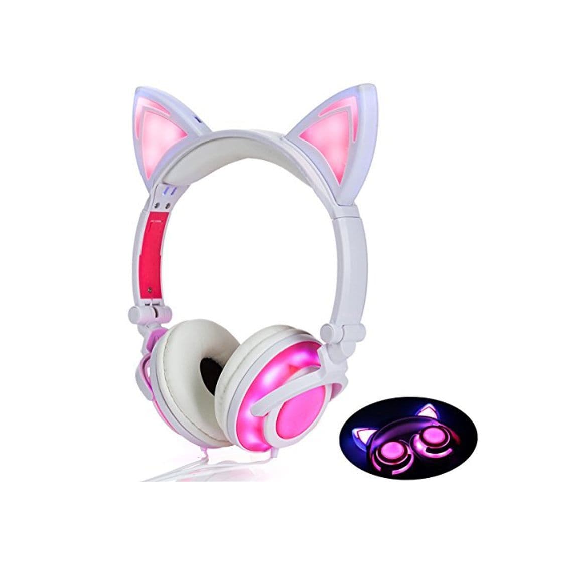 Product LIMSON Auriculares Sobre la Oreja con Oreja de gato, Headphones Plegables Recargables