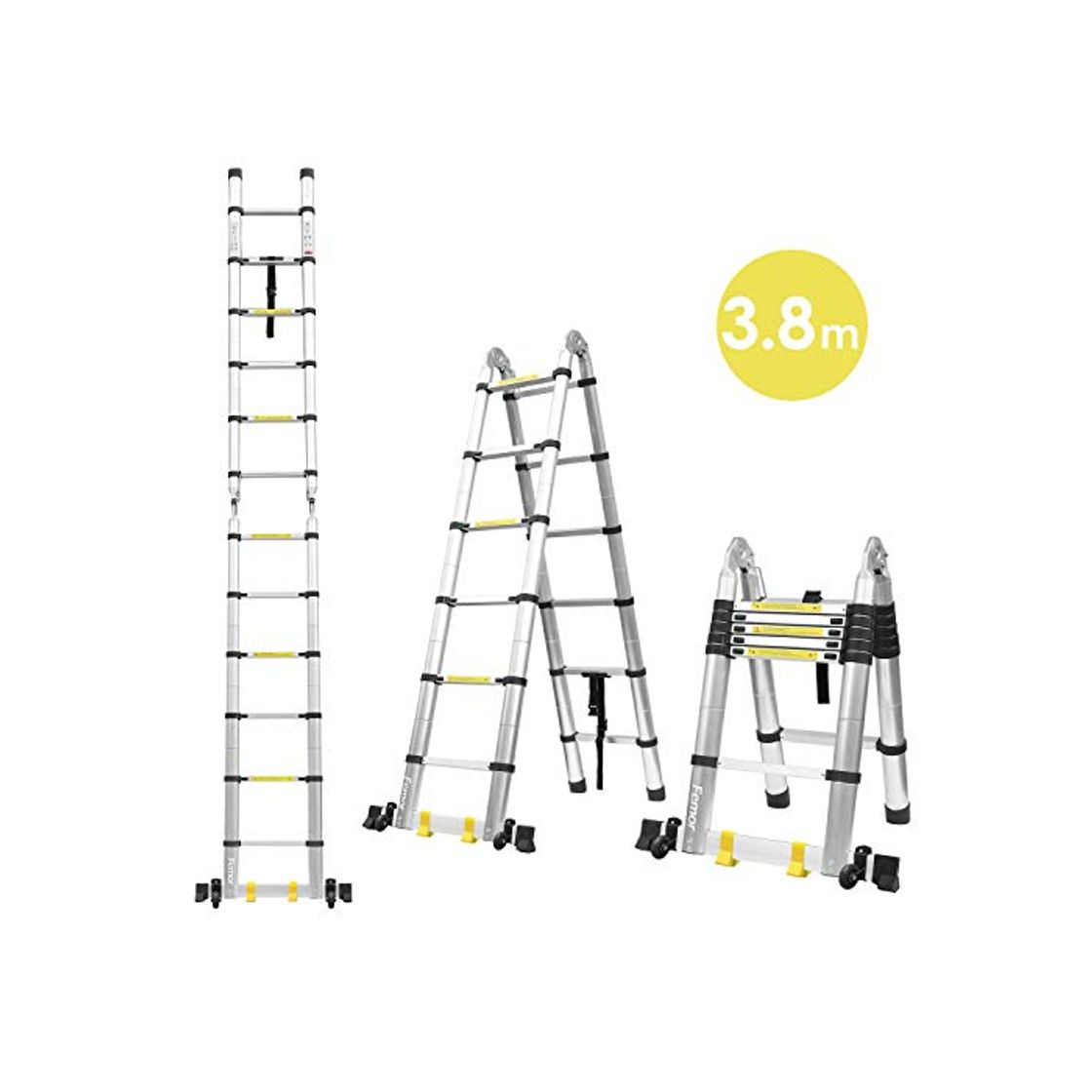 Product Fixkit 3.8M Escalera Plegable Aluminio, Escalera Telescópica(1,9M