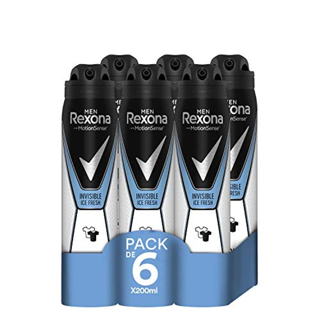 Belleza Rexona Invisible Desodorante Antitranspirante Ice - Pack de 6 x 200 ml