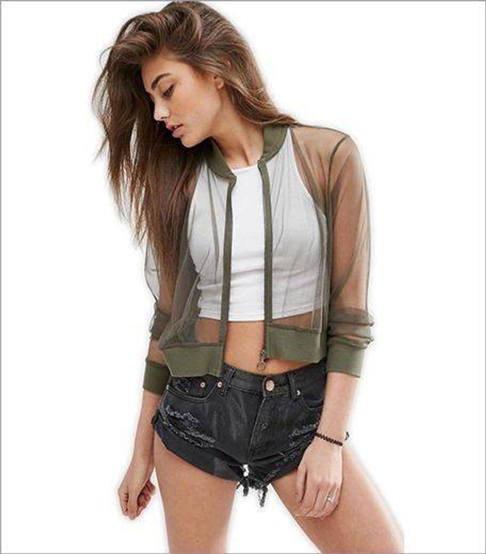 Moda 🔥🔥🔥BOMBER JACKET TRANSPARENTE😄😀