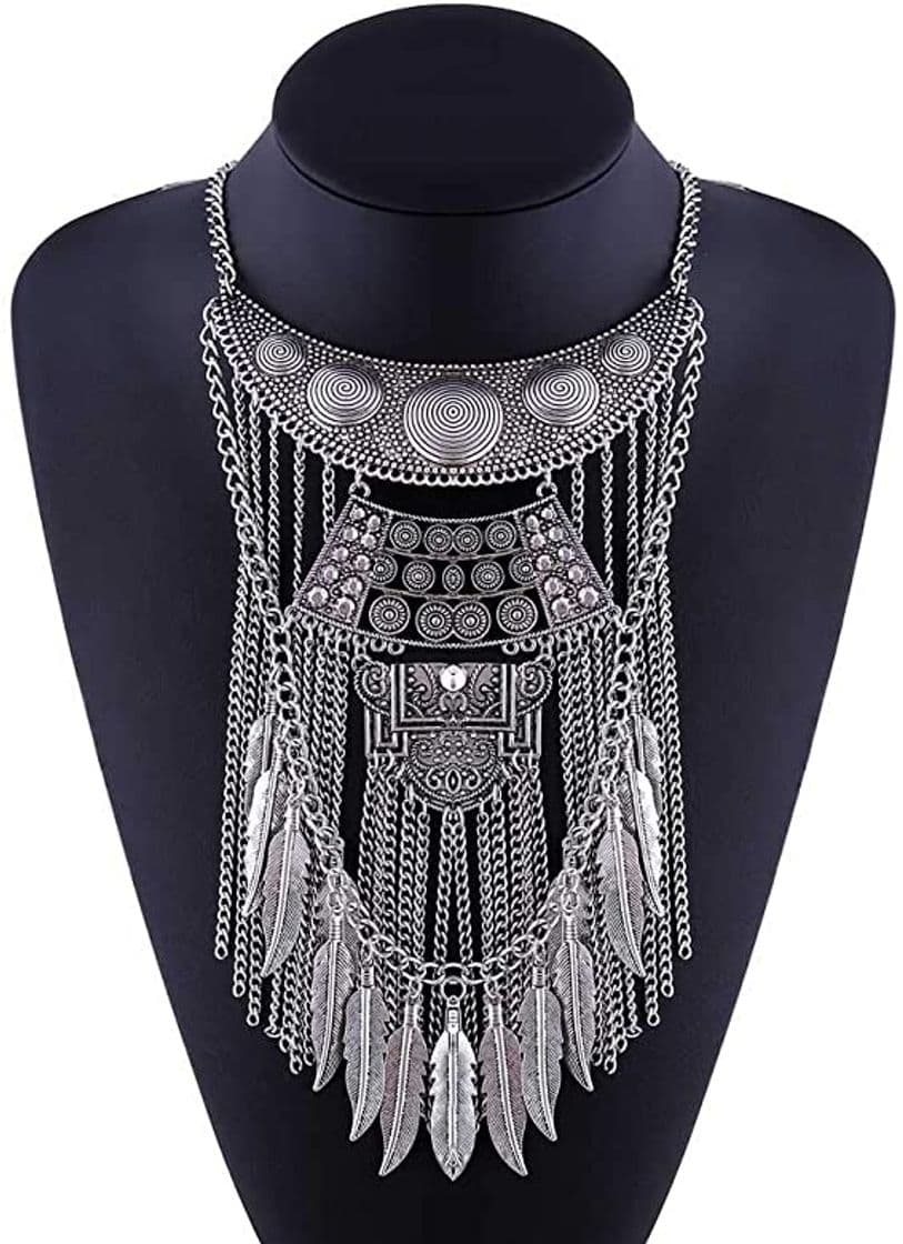 Producto YAZILIND de Plata Collar de la declaración de los Collares de la Vendimia Crystal Maxi Gargantilla de Plata Collier Boho joyería de Las Mujeres