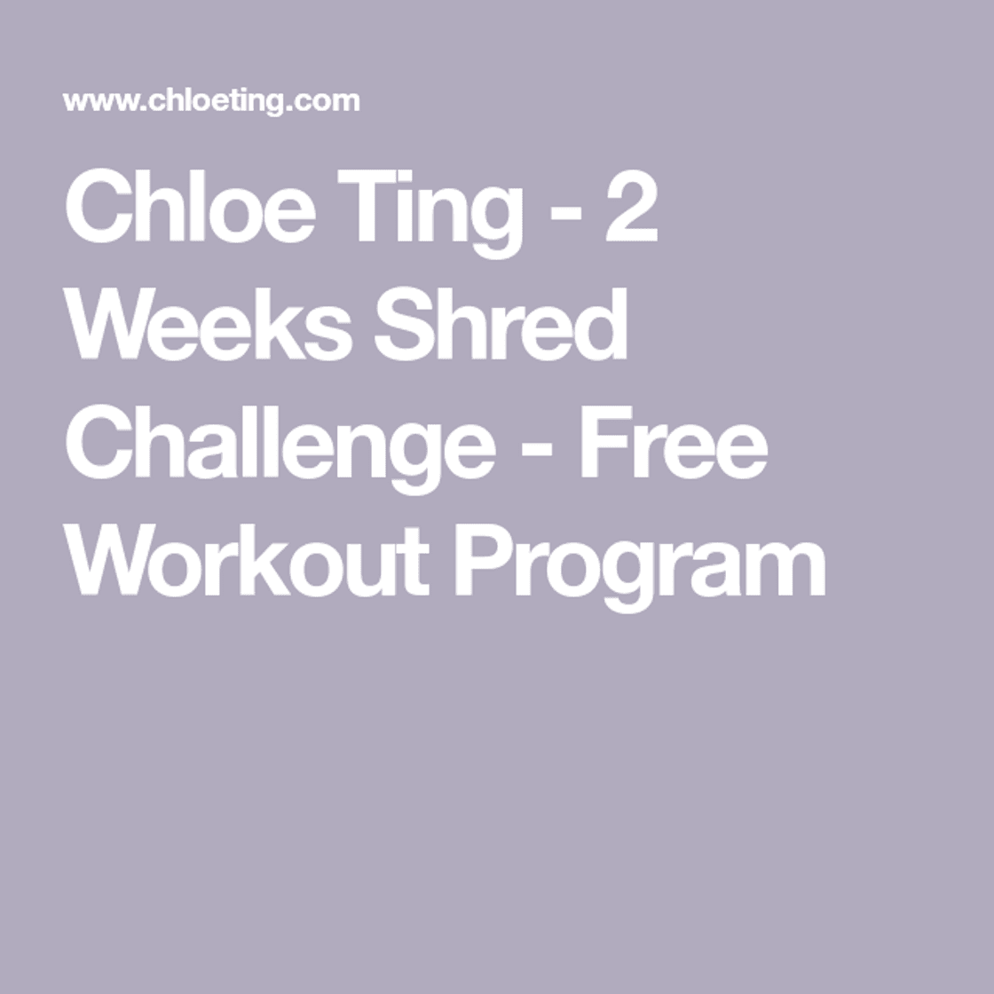 Fashion 2 Weeks Shred Challenge - Free Workout Program - Chloe Ting