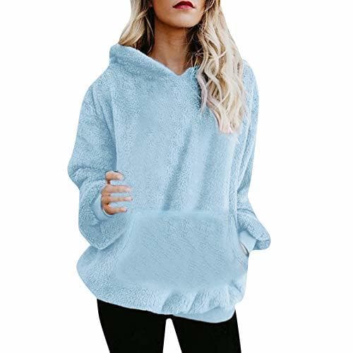 Fashion Mujer Sudadera Caliente y Esponjoso Tops Chaqueta Suéter Abrigo Jersey Mujer Otoño-Invierno