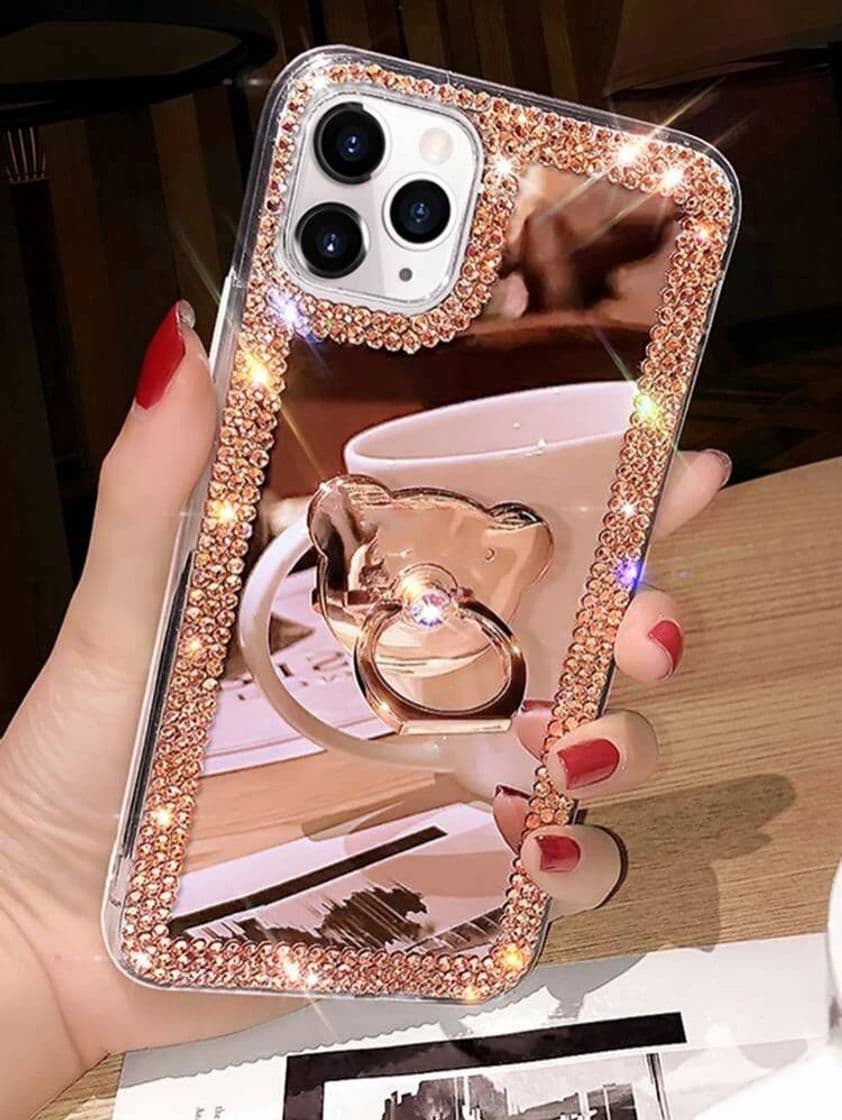 Fashion Funda de iphone con diamante de imitación con soporte