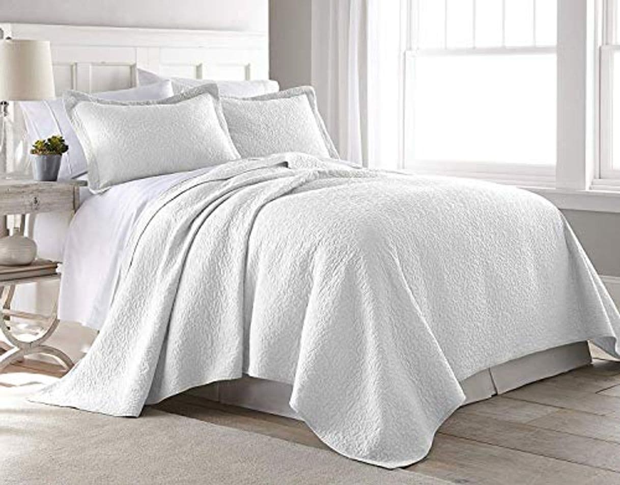 Producto HaraDeco Colchas Boutí Cama 150 Reversible Liso Blancas Cubrecama Llevan Dos Fundas