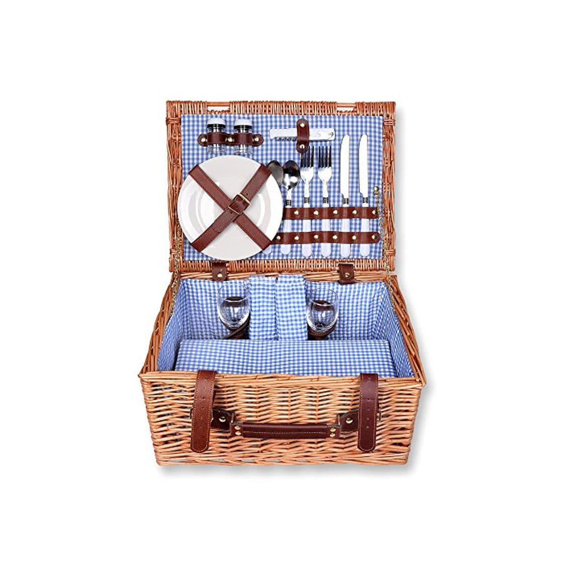 Producto Schramm® Cesta de picnic 40x30x20cm rectangular de madera de sauce para 2 personas