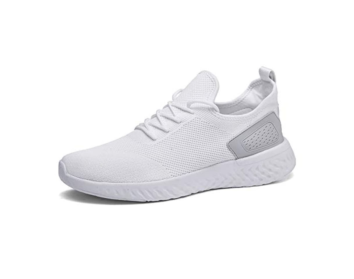 Fashion Pyjacos Zapatillas de Deporte Respirable Sneakers Zapatillas Running para Unisex Blanco