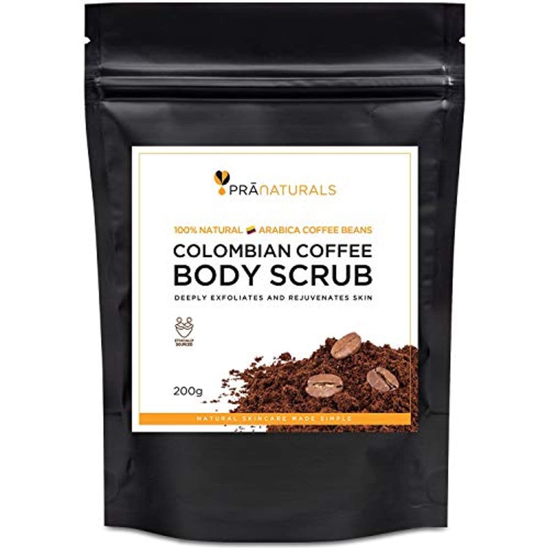 Belleza PraNaturals Exfoliante de Café Colombiano Puro con los Mejores Granos de Café