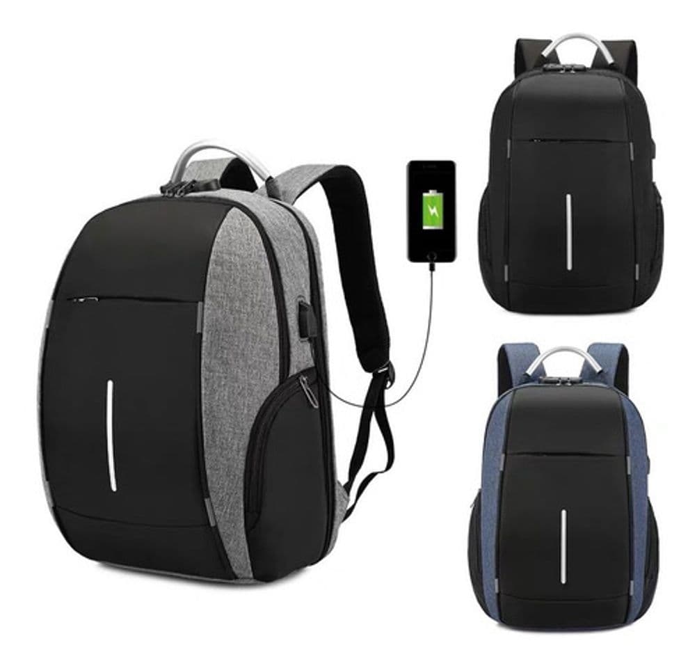 Fashion Mochila Antirrobo Backpack Impermeable Puerto Usb + Cable