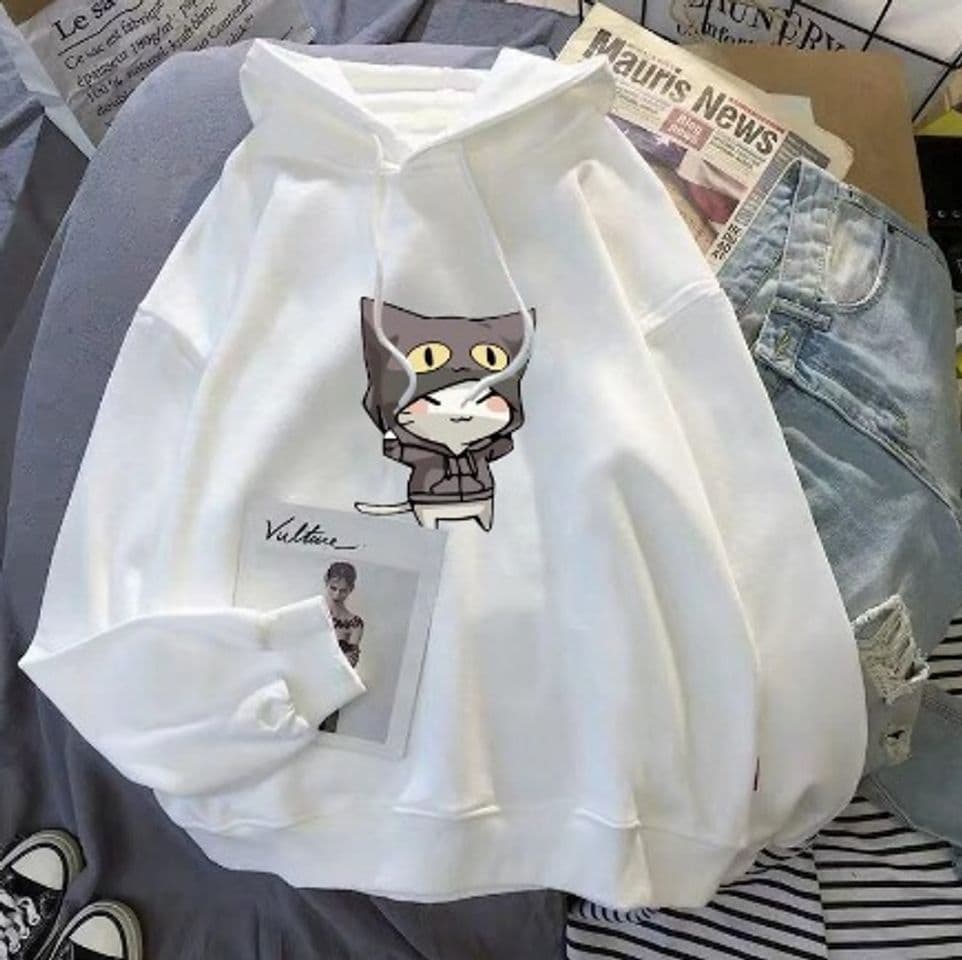 Moda Kawaii cartoon print hoodie sweatshirt women casual 