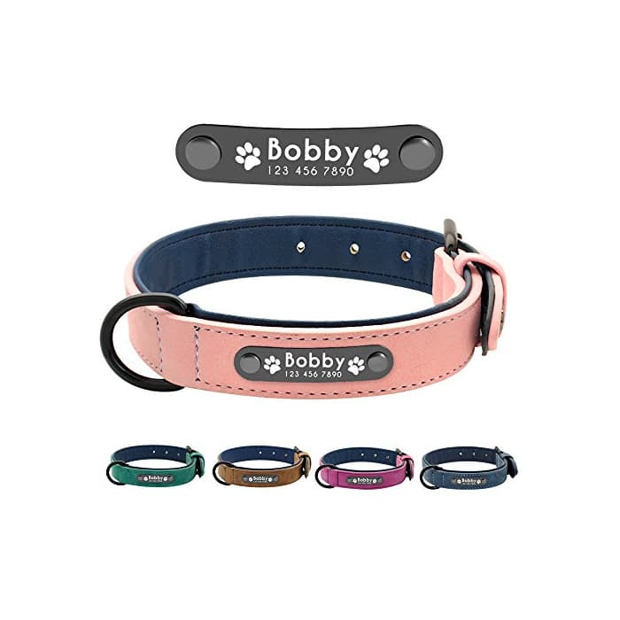 Producto Didog - Collar de piel suave acolchada personalizable para perro