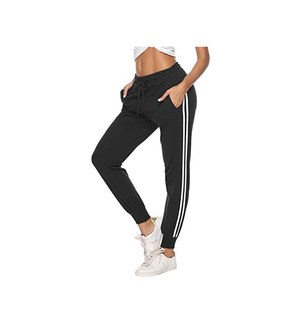 Product Hawiton Pantalon Chandal Mujer Largos Pantalones de Deporte Yoga Fitness Jogger Pantalones de Punto de Rayas