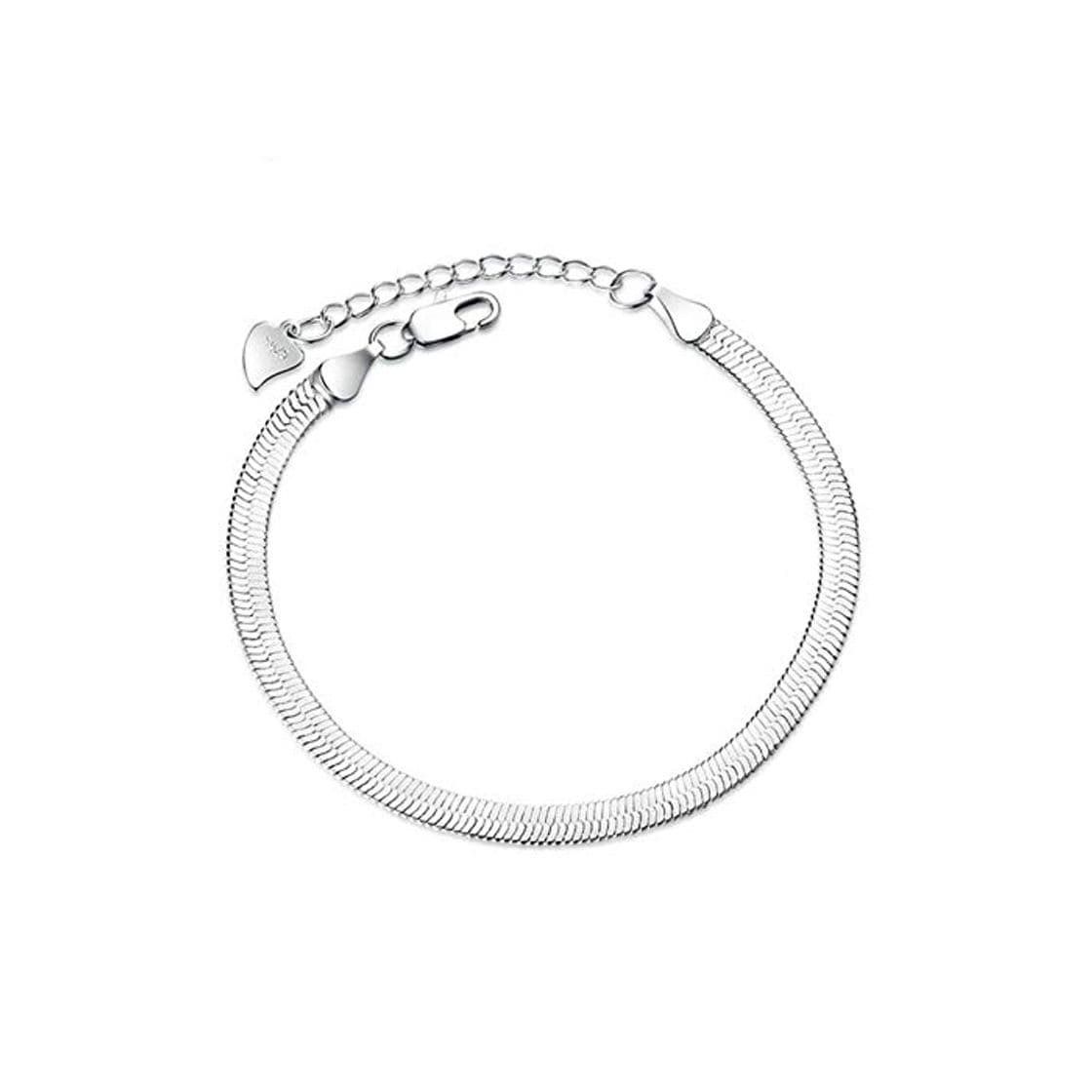 Product Nobrand Plata De Ley 925 Cadena De Eslabones De Serpiente Plana Cierre De Langosta Pulsera Ajustable para Mujeres Hombres Pulseira Masculina 24 Cm