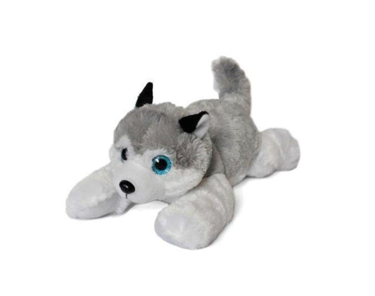 Producto BARRADO Perro Husky de Peluche Blanco y Gris con Ojos Brillantes 16"