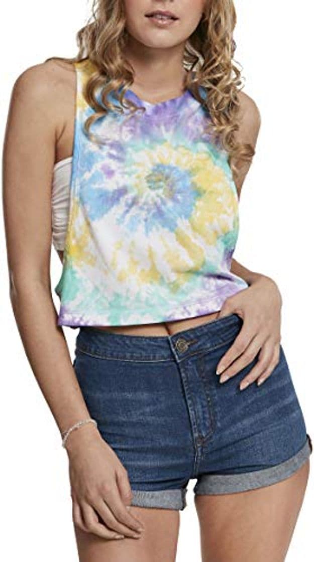 Moda Urban Classics Ladies Short Tie Dye Loose Tank-Top Camiseta