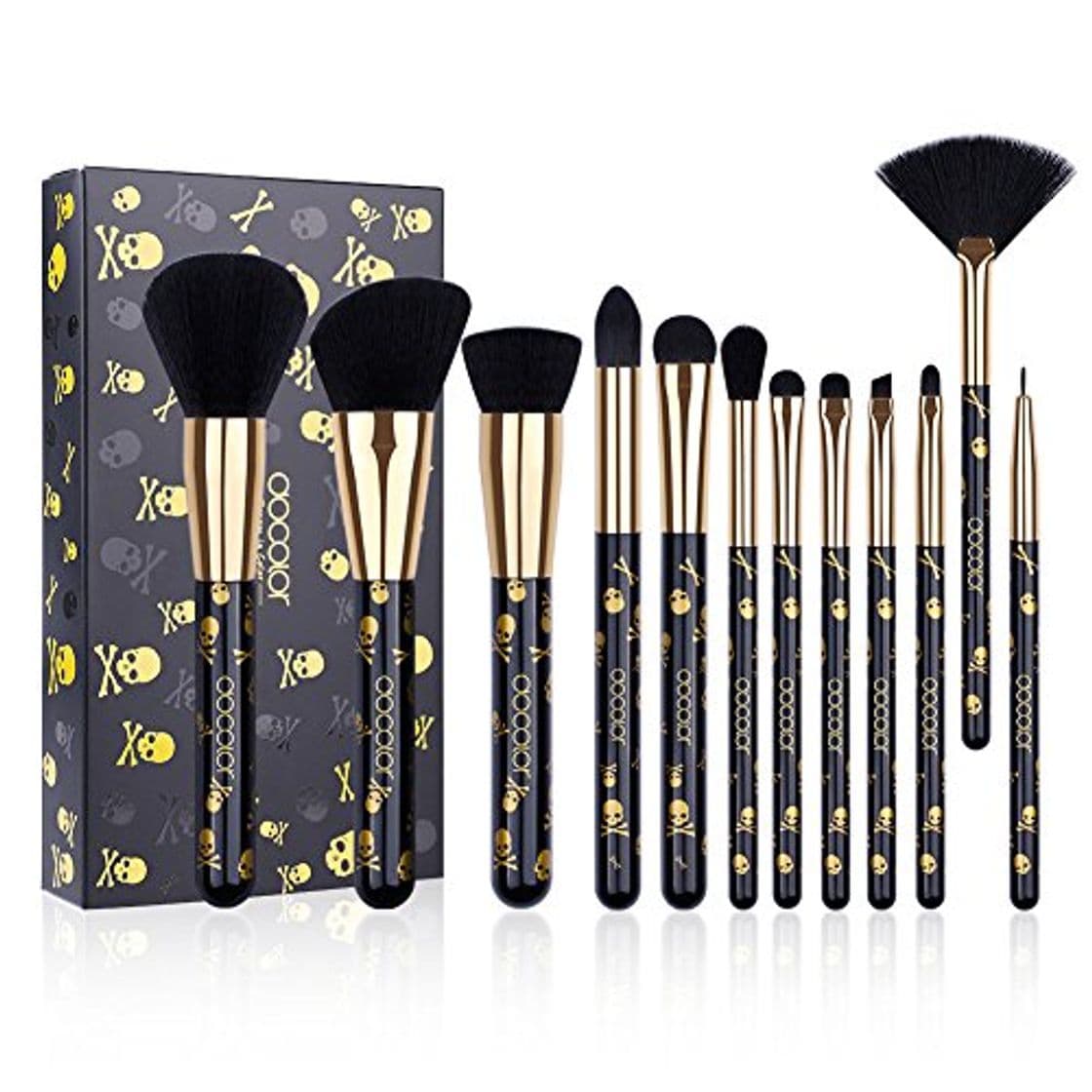 Beauty Docolor Makeup Brush Set,12Pcs Pro Goth Makeup Brushes Face Powder Foundation Blending