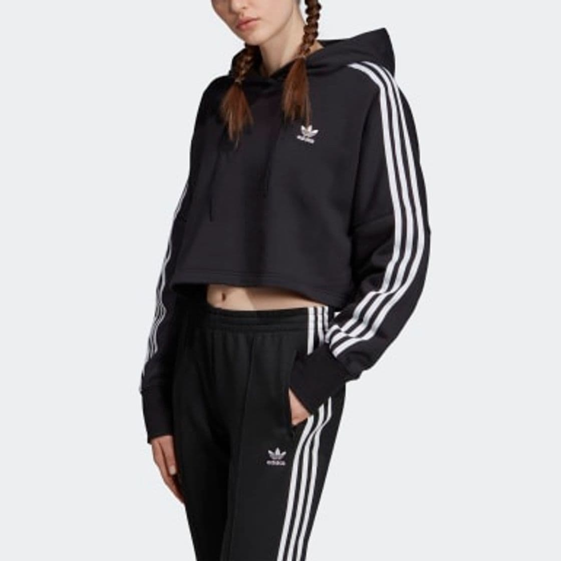 Fashion Adidas Cropped - Sudadera con capucha para mujer blanco