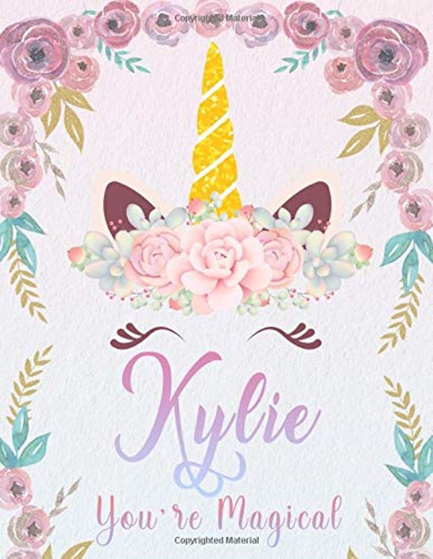 Product Kylie: Personalized Unicorn Sketchbook For Girls With Pink Name. Unicorn Sketch Book