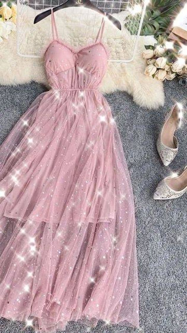 Fashion Vestido rosa con bling bling