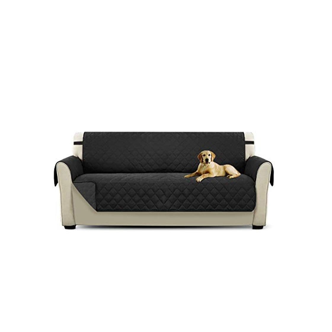 Product PETCUTE Cubre sofá Fundas de Sofa 3 plazas Protector de sofá Negro Acolchado Forros para Sofas