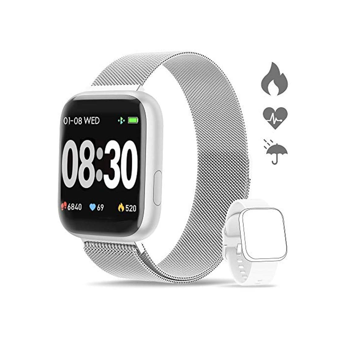 Product WWDOLL Smartwatch, Reloj Inteligente IP67 con Monitor Rítmo Cardíaco Sueño Podómetro Notificaciones,