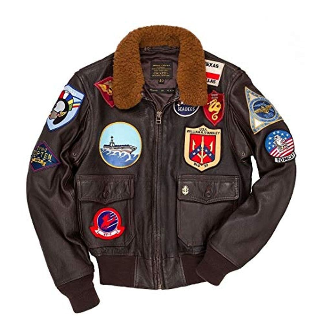 Fashion Cockpit USA - Chaqueta de aviador de piel Navy G-1 Tom Cruise