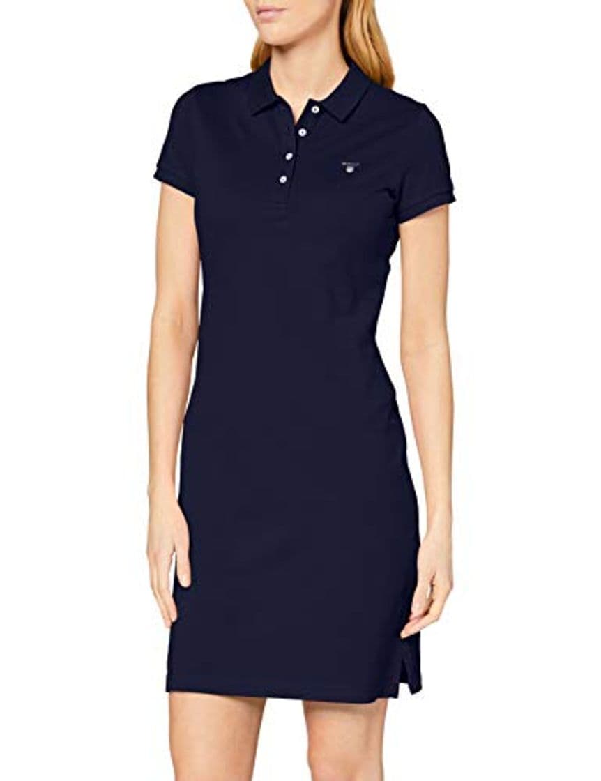 Fashion Gant The Original Pique SS Dress Vestido, Azul