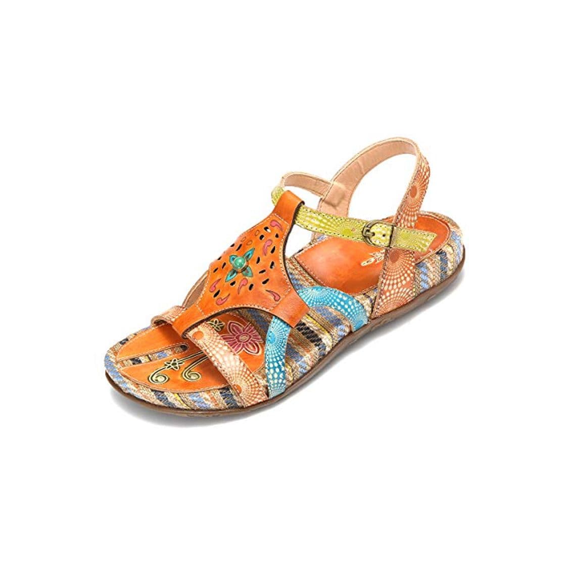 Product gracosy Sandalias Cuero Planas Verano Mujer Estilo Bohemia Zapatos para Mujer de