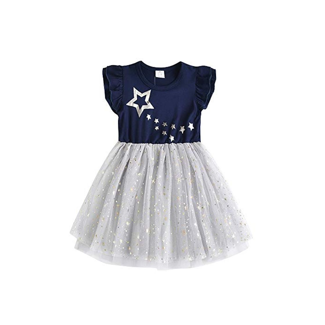 Product VIKITA Vestido Bordado Mariposa Algodón Tulle Tutu Sin Mangas Verano Niñas 2-8