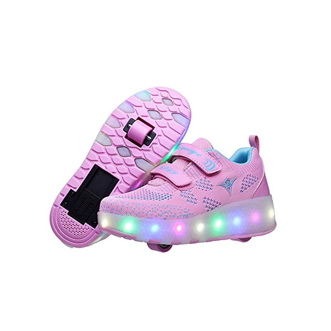 Product Zapatos con Ruedas Zapatillas con Dos Ruedas para niños y niña Led Luces Zapatillas con Ruedas Se Puede Bambas con Ruedas Carga con USB Automática Calzado de Skateboarding