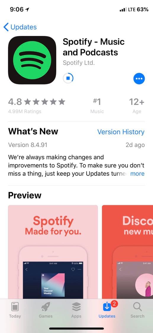 App Spotify: Music and Podcasts