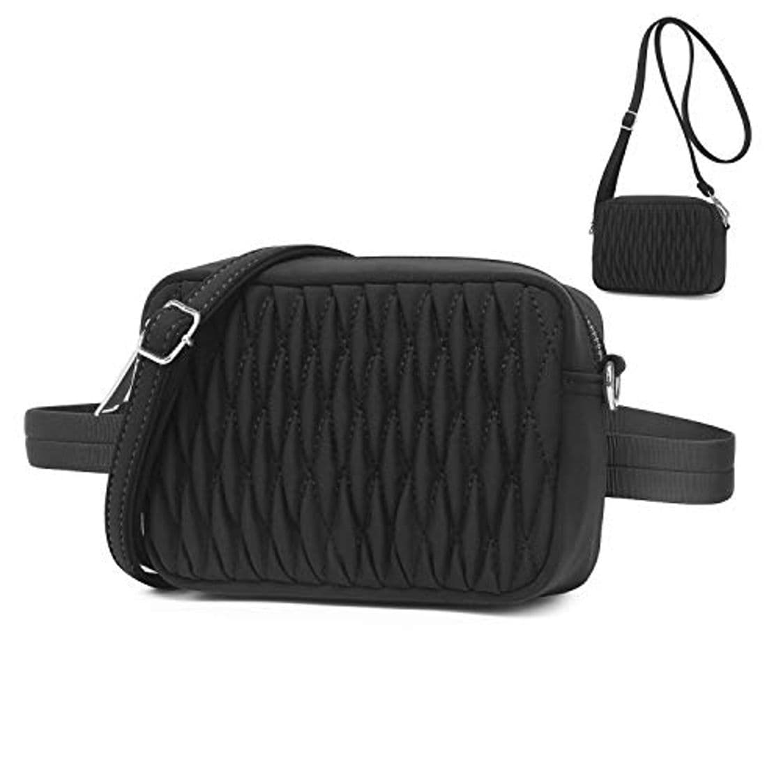 Producto Wind Took Riñonera de la Moda Mujer Bolsos Bandolera Mujer Bolso Hombro Riñonera Casual Bolso de Cintura 2 In 1 Multifuncional Negra