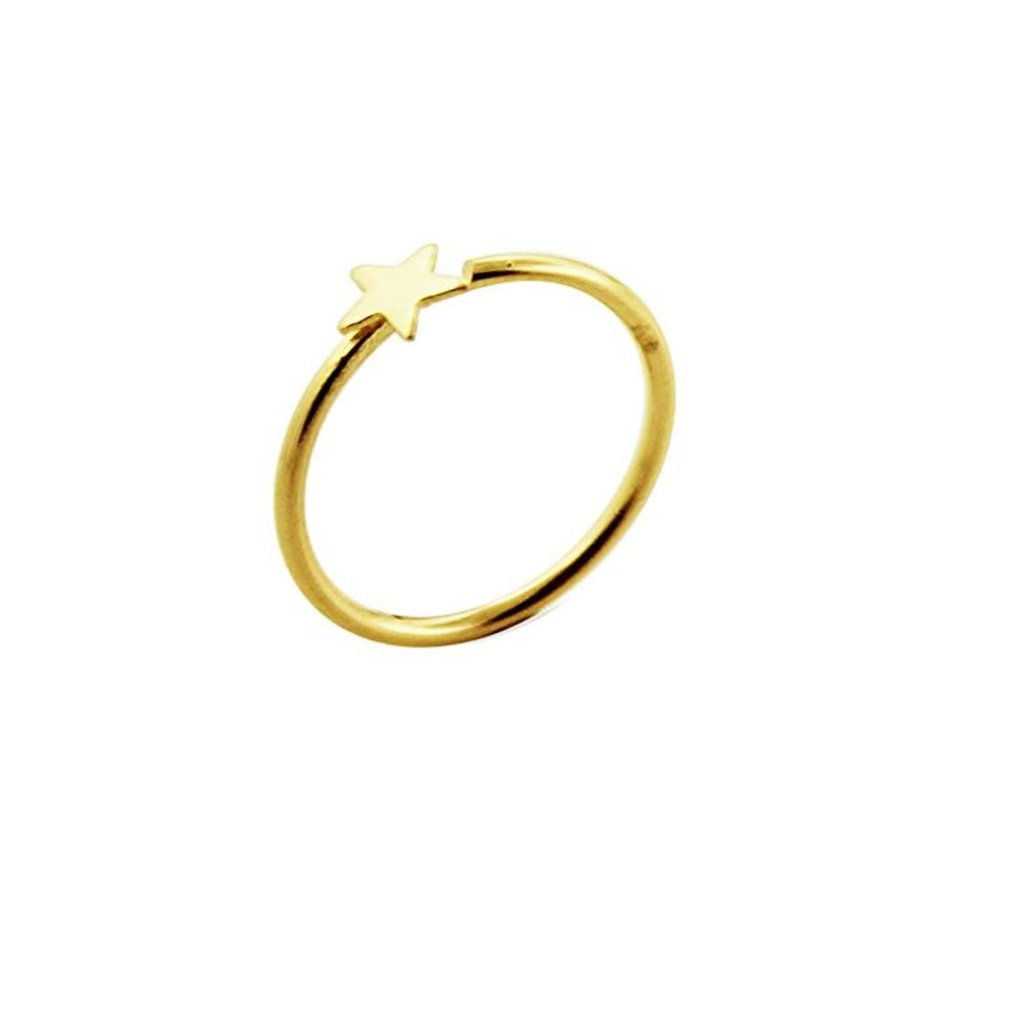 Producto 14 K Solid Amarillo Oro Plano Star 22 Calibre – 8 mm de diámetro Abierto Hoop Nariz Piercing Anillo Joyas