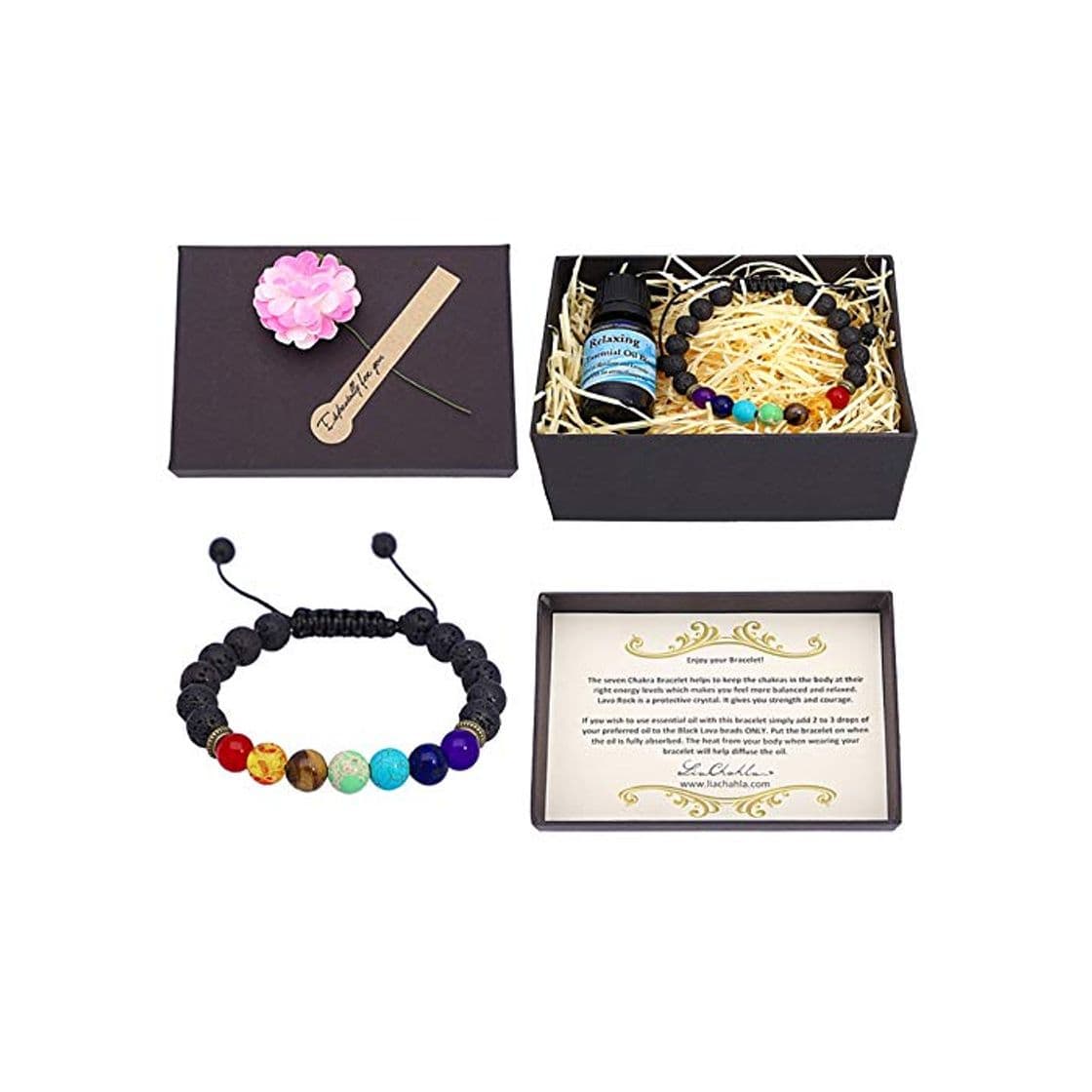 Producto The Secret London Pulsera chakra y aceite esencial relajante de lavanda