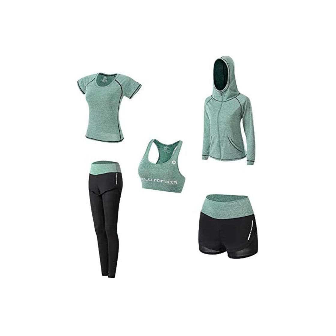 Producto Ropa Deportiva Mujer, 5set Traje Camiseta para Deporte Yoga Gimnasia Sports Incluye