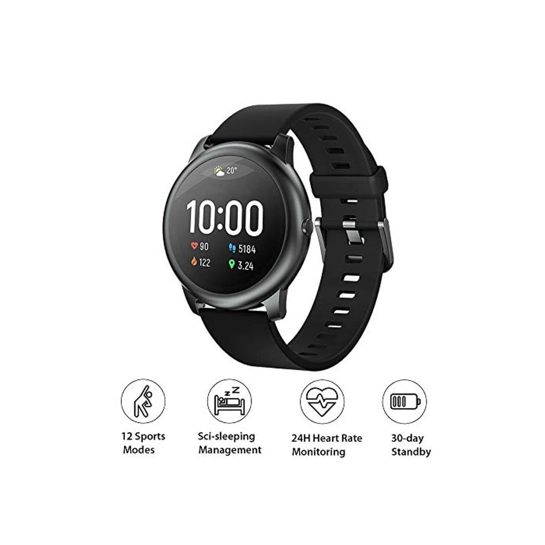 Producto HAYLOU LS05 Global Version Smart Watch Solar 12 Modos Deportivos Control de música Pulsera Deportiva 24H Monitoreo del Ritmo cardíaco Pulsera Diaria Impermeable