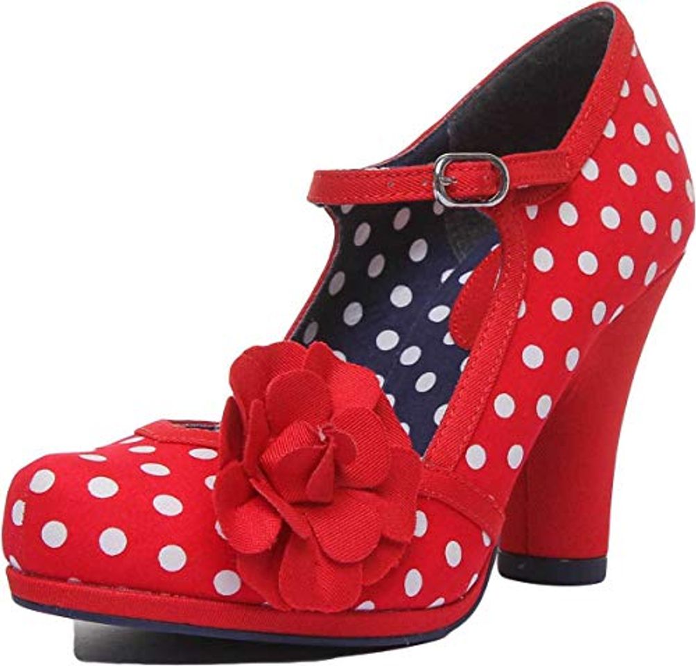 Fashion Ruby Shoo Hannah Red Polka Dot Retro Rockabilly Style Shoes UK 4