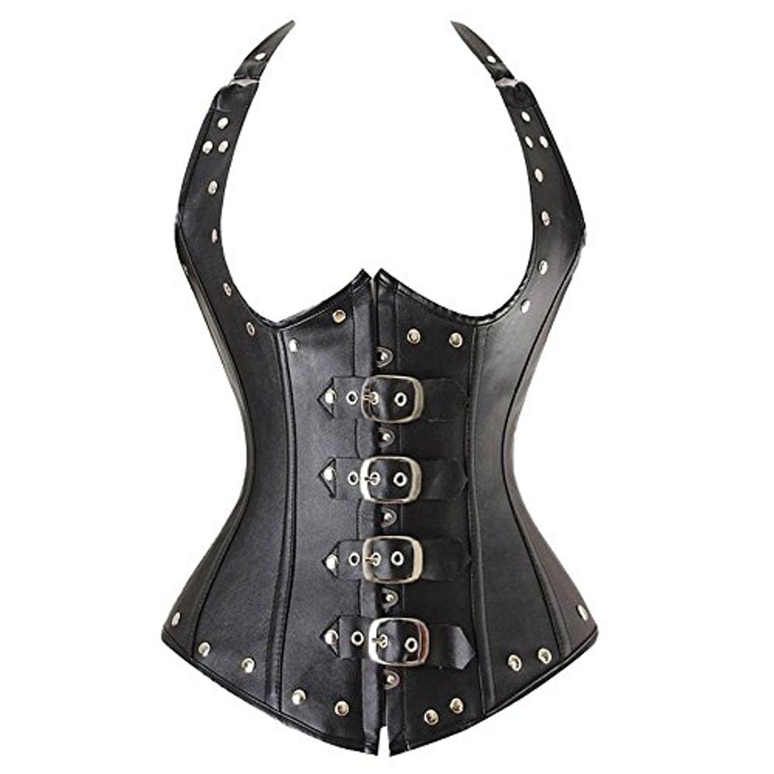 Lugar Beauty-You Mujeres Sexy Faux Leather Lace Up Cierre Corset Open Bust Goth